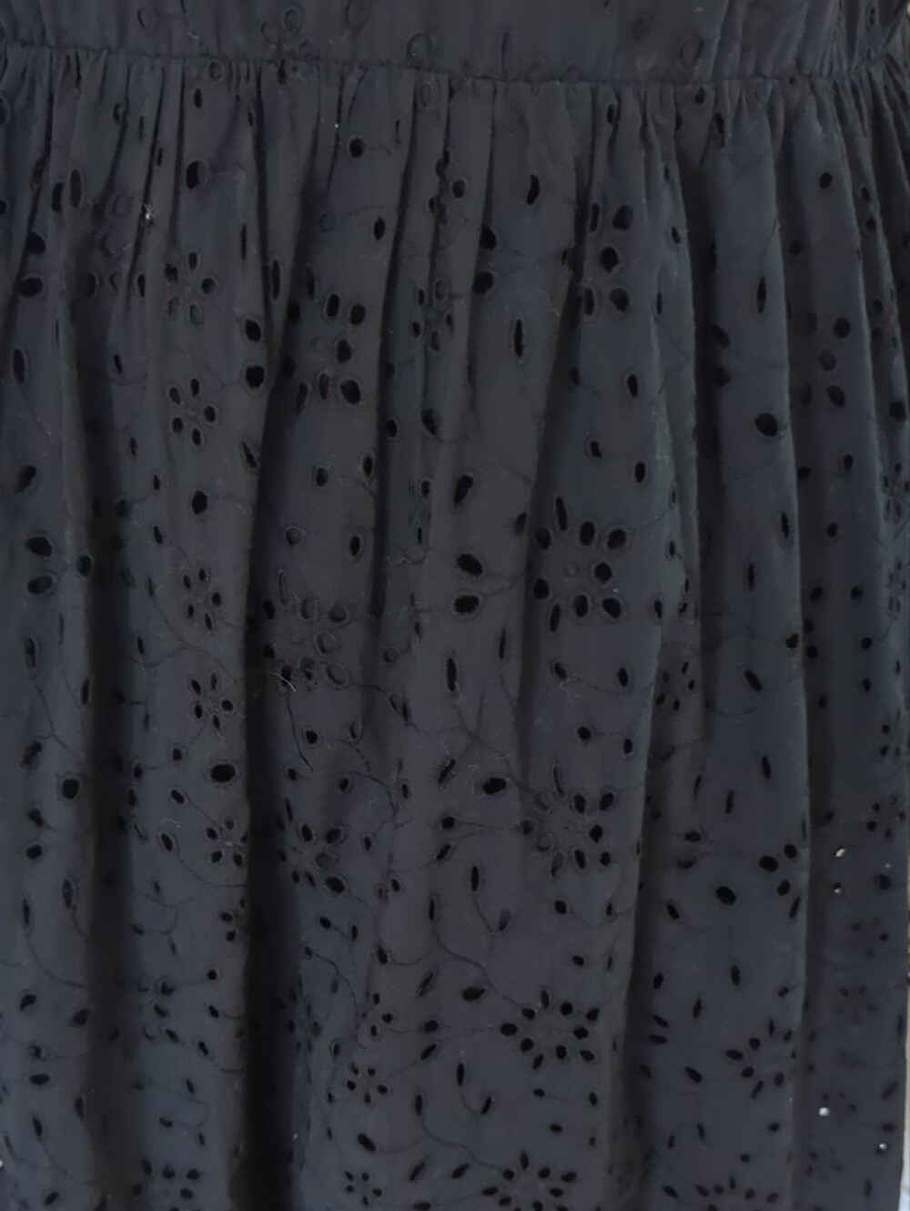 J. Crew Black Eyelet Midi Dress with Puff Sleeves and V-Notch - Picture 4 of 8